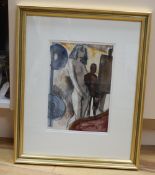 Sydney d'Horne Shepherd (1909-1993), watercolour, Model in an art class, 27 x 19cm