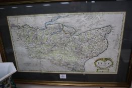 Robert Morden, hand-coloured map of Kent, 35 x 63cm