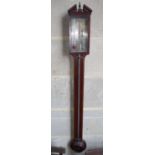 A George III mahogany stick barometer by P. Poschal, Bedford, width 13cm, length approx. 97cm