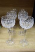 A set of eight Waterford wine glasses, height 20cm
