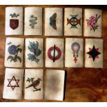 A mid 19th Century card 12 sets of 4 hand coloured illustrations probably for the game of SNAP. 48