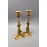 A pair of 19th century ormolu candlesticks, height 29cm