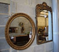 Two gilt-framed wall mirrors, larger width 56cm, height 104cm