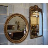 Two gilt-framed wall mirrors, larger width 56cm, height 104cm