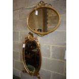 Two gilt-framed wall mirrors, width 50cm, height approx. 90cm