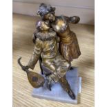 Namgreb (Bergman). A cold painted bronze of Pierrot and Show girl, height 14cm