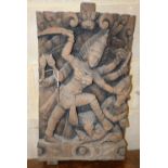 An eastern carved panel, width 36cm, depth 6cm, height 63cm