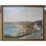 M M Tomlinson, oil on canvas, West Country beach scene, signed, 40 x 50cm