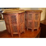 Two Indian carved hardwood occasional tables, width 45cm, depth 45cm, height 47.5cm