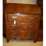 A Georgian style walnut bureau, width 77cm, depth 44cm, height 97cm