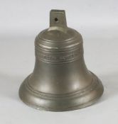 A 19th Century English cast bell with iron clapper, cast with 'Mears Founder London 1859', height