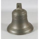 A 19th Century English cast bell with iron clapper, cast with 'Mears Founder London 1859', height