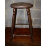 A Victorian elm stool, width 49cm, depth 46cm, height 72.5cm