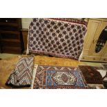 Two Moroccan/Turkish Kelim rugs, Caucasian-style rug and a mat