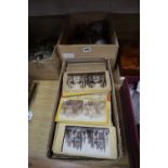 A box of three hundred and fifty slides and two stereoscopic hand viewers