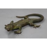 A cold painted bronze lizard, length 13cm