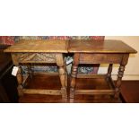 Two 17th century style oak joint stools