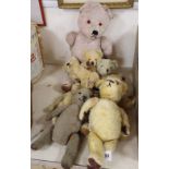 Seven plush teddy bears and another