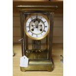 An early 20th century gilt metal four glass mantel clock, height 29cm