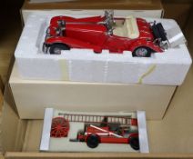 Three Franklin Mint precision models of Silver Ghost, Mercedes 500K and Jaguar SS100 and a Conrad