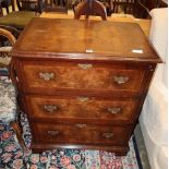 A George III style banded walnut chest of three long drawers, width 77cm, depth 50cm, height 92.5cm