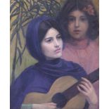 L. Riselz, oil on canvas, Spanish guitar player, signed, 55 x 47cm, unframed