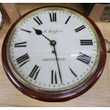 A Victorian mahogany fusee wall timepiece by E. Rippon, Sheffield, diameter 36cm