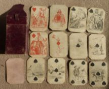 A c.1860 Transformation pack of Playing cards witty love and marriage proverbs illustrated by John