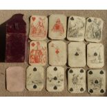 A c.1860 Transformation pack of Playing cards witty love and marriage proverbs illustrated by John