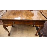 A Queen Anne revival figured walnut serving table, width 110cm