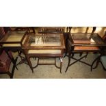 Three early 20th century display tables, largest 57cm