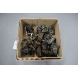 A set of six Asian graduated bronze elephant opium weights and another set of eight modelled as