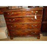 A George III mahogany chest of four drawers, width 101cm, depth 49cm, height 99cm