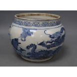 A Chinese blue and white dragon bowl, diameter 20cm, height 15cm