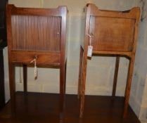 A 19th century mahogany pot cupboard and an oak pot cupboard, largest width 38cm, depth 33cm, height