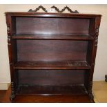 A Victorian mahogany and pine open bookcase, reconstructed width 79cm