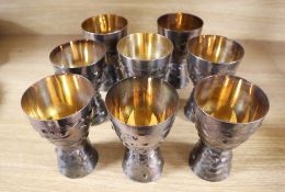 A set of eight plated goblets, marked R.E.F. with hammers, height 13cm