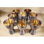 A set of eight plated goblets, marked R.E.F. with hammers, height 13cm