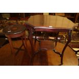 An Edwardian mahogany occasional table, Width 70cm and a jardiniere stand