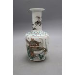 A Chinese famille verte vase inscribed with the Tang dynasty poem Kingtang Pavilion, height 20cm