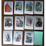 ILLUSTRATED PROVERBS 1st Series Card Game by Jaques & Son c1880. Hand coloured illustrations.