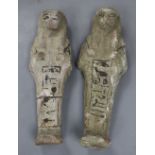 Two Egyptian pottery shabti, possibly New Kingdom, height 14cm