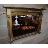 A large gilt overmantel mirror, width 96cm, depth 11.5cm, height 69cm