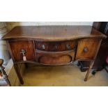 A George III style mahogany serpentine fronted sideboard, width 122cm, depth 50cm, height 88.5cm