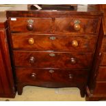 A small Victorian mahogany chest of five drawers, Width 74cm