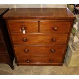 A Victorian mahogany chest of three long and two short drawers, width 101cm, depth 45.5cm, height