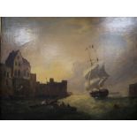 French School (19th century), oil on canvas, Sailing ships putting into harbour, 62 x 75cmCONDITION: