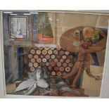 Bassett Fitzgerald Wilson (1888-1972), collage and watercolour, Interior, signed and dated 1966,