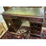 A reproduction mahogany pedestal desk, width 120cm, depth 60cm, height 77cm