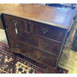 An early 18th century walnut chest fitted two short drawers and two long drawers, width 81cm,